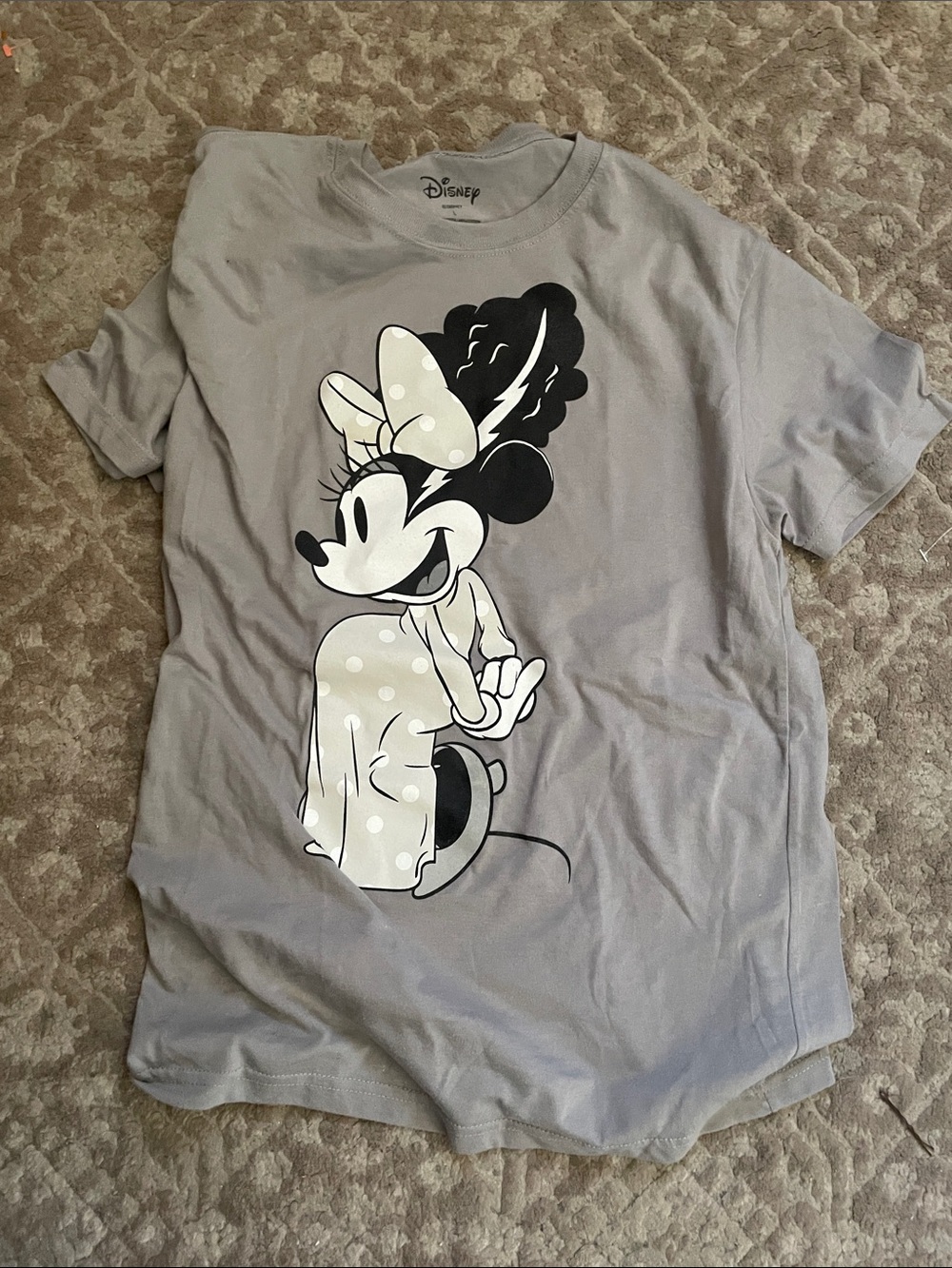 Disney Gray Minnie Mouse Polka Dot Graphic Tee